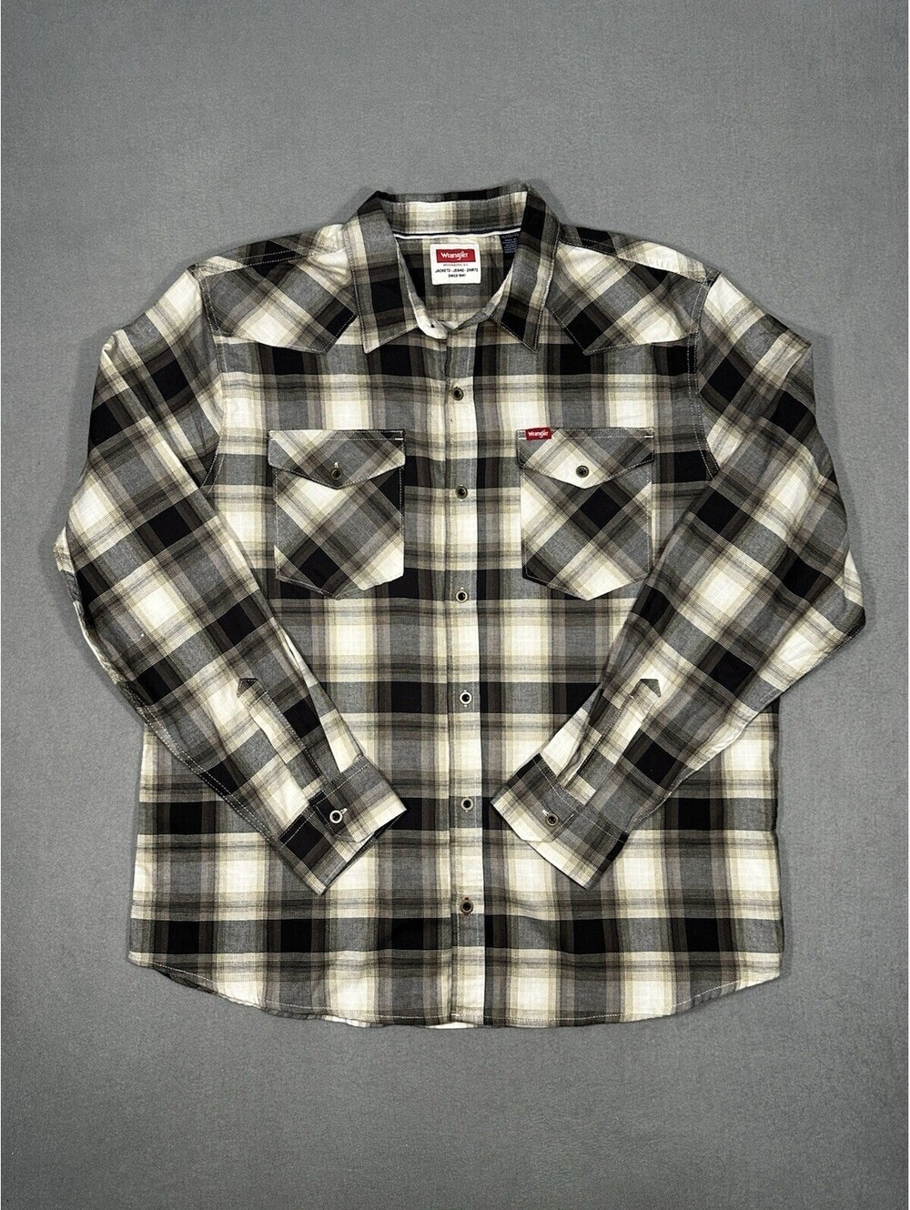 NWT Wrangler Five Star Premium Plaid Shirt XL Men Western Snap Button Up